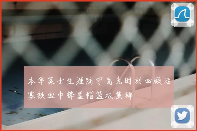 本华莱士生涯防守高光时刻回顾活塞铁血中锋盖帽篮板集锦